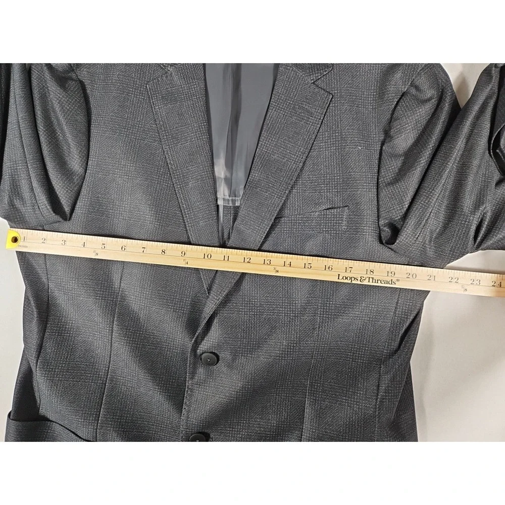 Awearness Kenneth Cole Slim Fit‎ Stretch Dark Gray Glen Plaid 44R Sport Coat